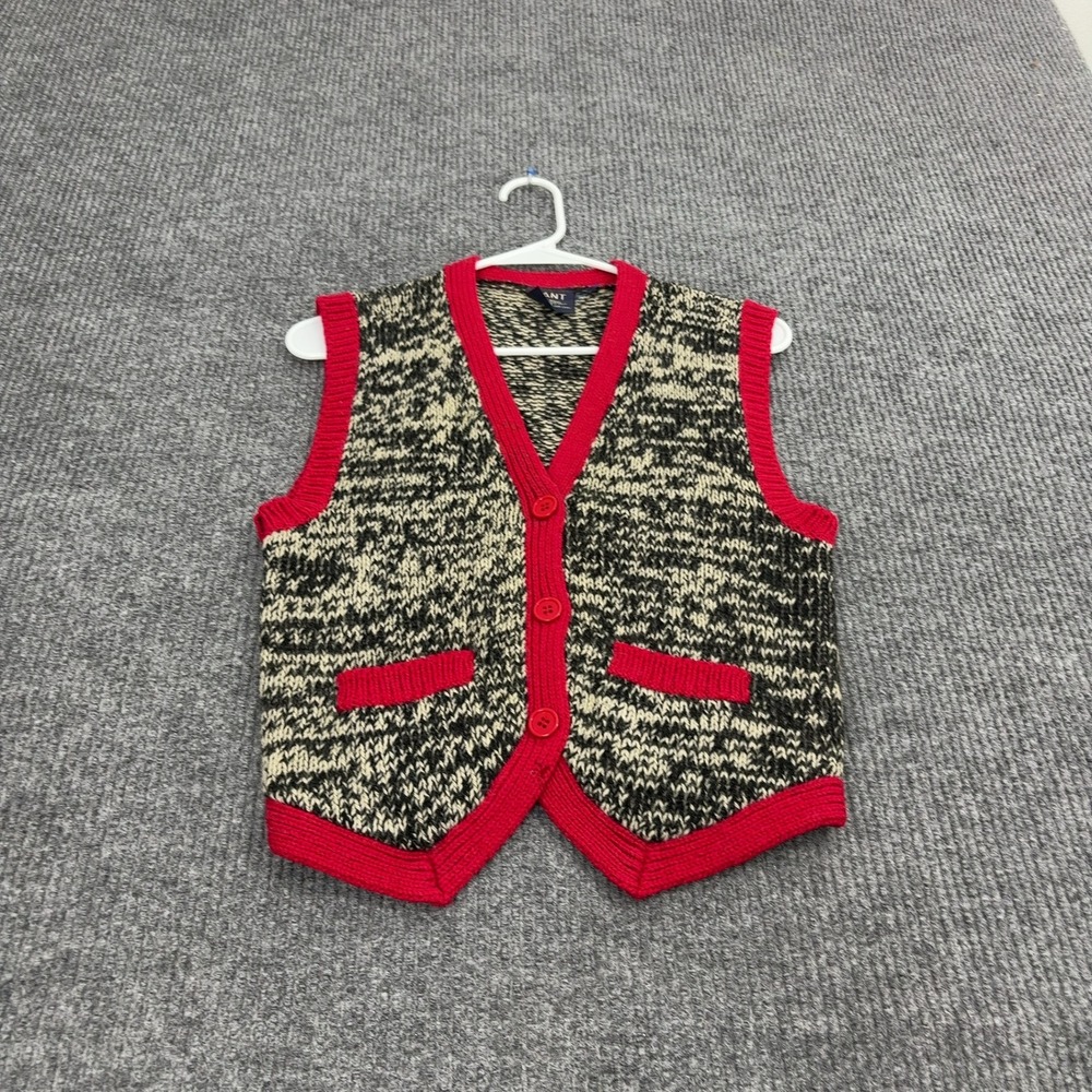 Vintage Gant Sweater Vest Mens M Red Wool Knit V-Neck Preppy Academic Style